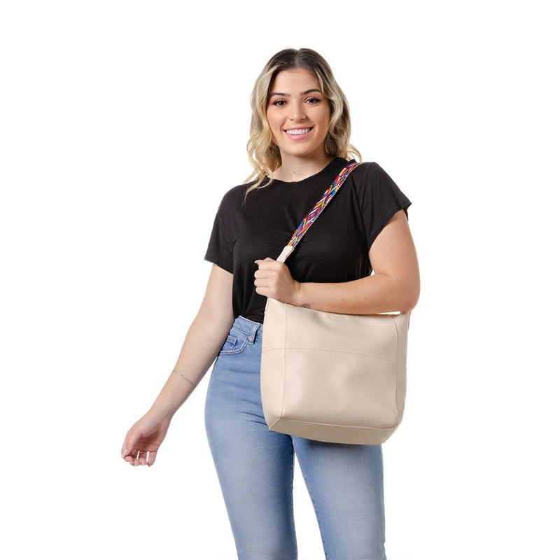 Bolsa Feminina Grande Nude Sacola Com Alça Modelo Peruana Lançamento