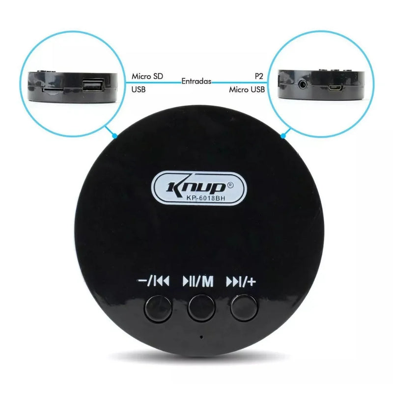 Caixa de Som Portátil com Subwoofer Potente para PC e Notebook Knup Receptor Bluetooth Qualidade de Som Alta e Graves Intensos